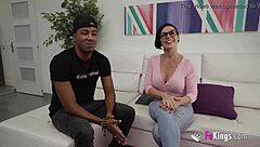 Chubby wifey pleases two horny cocks in group