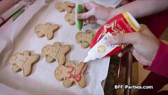 Christmas baking turns into interracial cock-sharing foursome