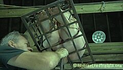 bound in bondage for sadomasochism training and femdom sucking