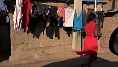 African ebony lesbian motorboats huge boobs while masturbating