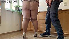 Fucked My Mother-in-Law Doggy Style in Wet Pantyhose with Dirty Cum Finish