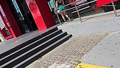 Cristina Almeida Flashes Tight Shorts at Gym in Fortaleza with Cuckold Husband