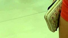 Young girl flaunts tight ass in market shorts