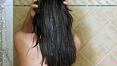 Sexy Brunette Model Took A Shower After Photoshoot
