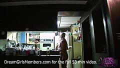 Wild party girls play late night pussy games on beach