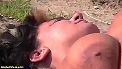 Wild outdoor sex with flexible bbw bending over