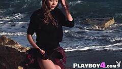 sexy brunette teen mila azul strips down to show her big natural tits