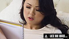 Rocky Emerson dominates petite roommate Lulu Chu with raw fingering and hard scissoring