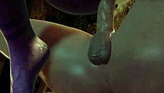 Feeling the excitement as the sexy purple elf with big round butt bounces on top in pov 3d porn, teasing with deepthroat and anal.