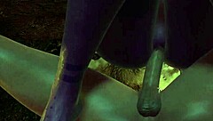 Feeling the excitement as the sexy purple elf with big round butt bounces on top in pov 3d porn, teasing with deepthroat and anal.