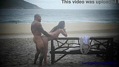 Public beach fuck with real amateur couple renewing vows in wild outdoor action