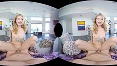 Blonde beauty Arya Fae celebrates Valentine's in VR.