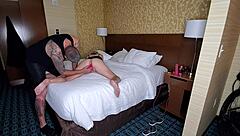 fucking random guy at hotel, sucking his cock, letting him cum all over my face