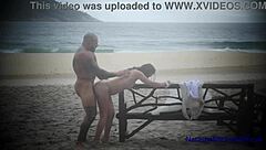 Public beach fuck with real amateur couple renewing vows in wild outdoor action