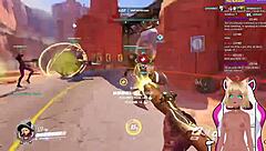 vtuber lewdneko plays overwatch and gets spanked part 2