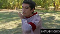 young brunette amia miley rewards her brave hero with blowjob and hardcore sex