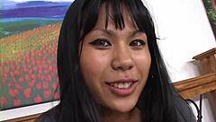 Asian Chick with Small Tits Takes BBC Deepthroat, Hesitates Later