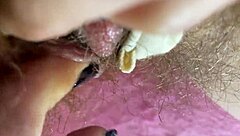 Extreme Big Clit Rubbing Wet Hairy Pussy Orgasm Closeup