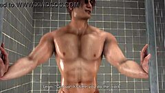 unexpected shower turns into hardcore handjob and cumshot with dildo