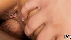 Hard cock penetrates tight teen pussy orally