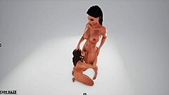 Futa babe interacts with busty character in 3d anime