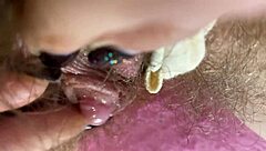 Extreme Big Clit Rubbing Wet Hairy Pussy Orgasm Closeup