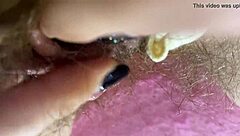 Extreme Big Clit Rubbing Wet Hairy Pussy Orgasm Closeup