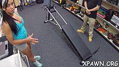 Bimbo Gets Rough Blowjob and Fucking in Shop