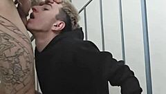 I saw guy jerking off and joined with blowjob