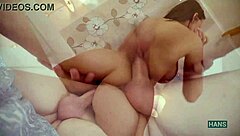 Hottie feels old man's jizz on tits