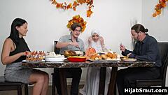 Muslim Girl Gets Fucked Hard on Thanksgiving Table with Toys.