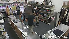 Bimbo Gets Rough Blowjob and Fucking in Shop