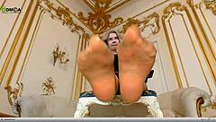 Blonde Emma Brooks Shows Pantyhose Toes