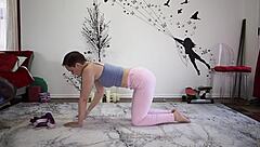 Yoga lesson 370 with brunette babe