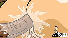 The submissive woman, bound and blindfolded, endures deepthroat in a high-definition fetish scene.