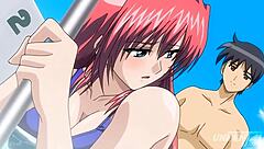 Hentai stepsiblings nearly caught banging by pool