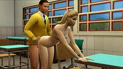 Teacher Licks and Fucks Teen Student Hardcore in Classroom Hentai Cartoon