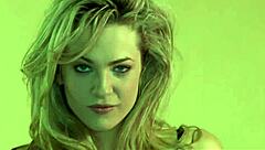 blonde teen whore masturbates on table top