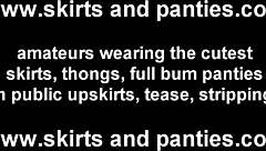outside, you can see my new panties flashing under the skirt