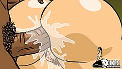 The submissive woman, bound and blindfolded, endures deepthroat in a high-definition fetish scene.