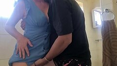 upskirt pussy eating and fingering in bathroom