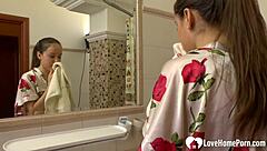 Brunette Girlfriend SHAVES Her PITS And PUSSY In Shower!