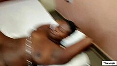 Ebony couple has marathon sex with big black cock in missionary