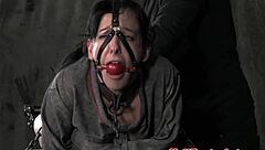 chained sub gets toyed rough by maledom in bdsm