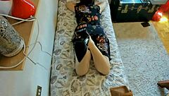 gorgeous italian milf shows her sexy feet in lingerie