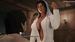 lara croft gets interracial blowjob and anal in 3d hentai massage