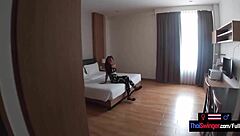 Thai teen girlfriend at hotel with big white boyfriend
