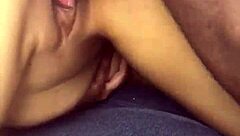 Amateur couple enjoys wild sex with toys and fingering for intense climax.