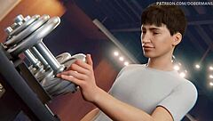 3D Animated Gym Instructor Receives Monster Cock Anal Fucking From Interracial Partner