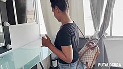 brazilian latina with perfect ass gets bent over and swallows cum from black cock in caught video